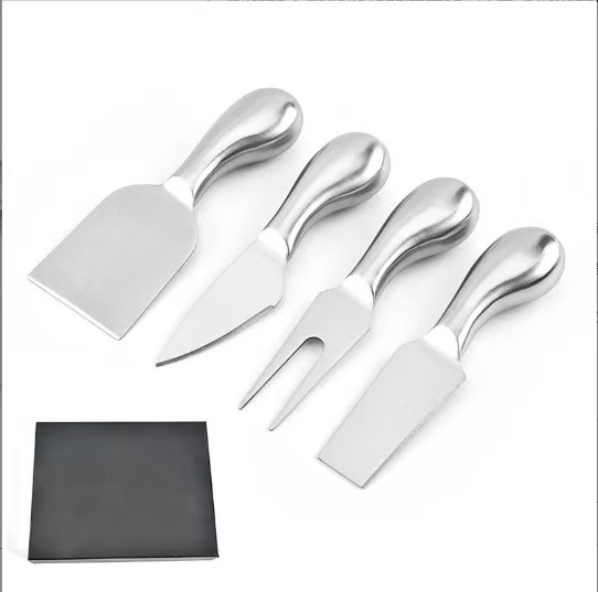4-Piece Stainless Steel Cheese Knife Set with Gift Box – Modern Gourmet Tools